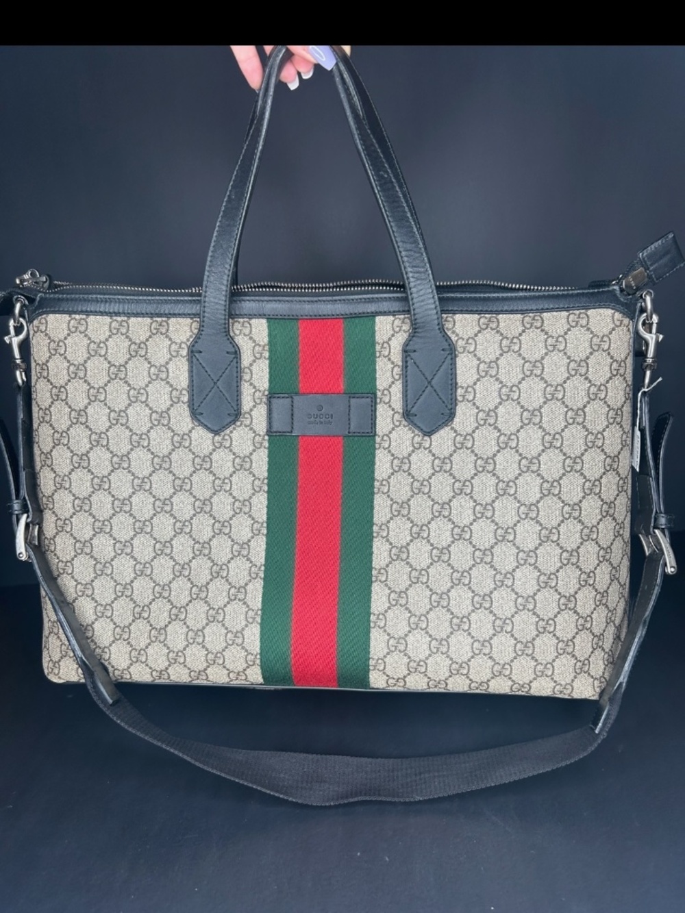 Pre Owned Vintage Gucci GG Supreme Web Duffle / Satchel Bag